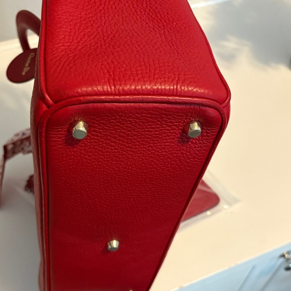 Stunning Red Dior Medium Satchel with CLUTCH AND Crossbody Strap EUC! 🤩🤩🤩 - Picture 10 of 16